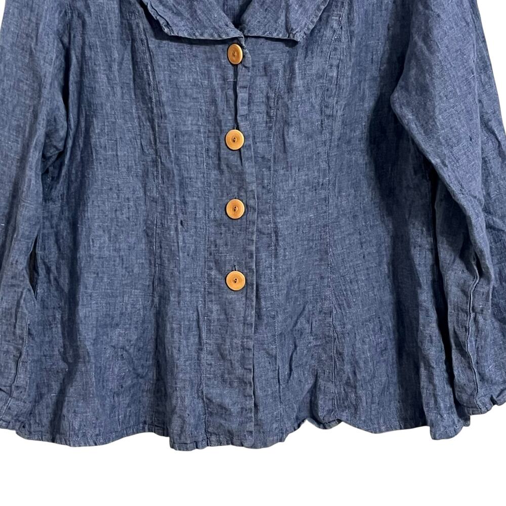 Flax Collared Button Down Lightweight Blouse - image 4